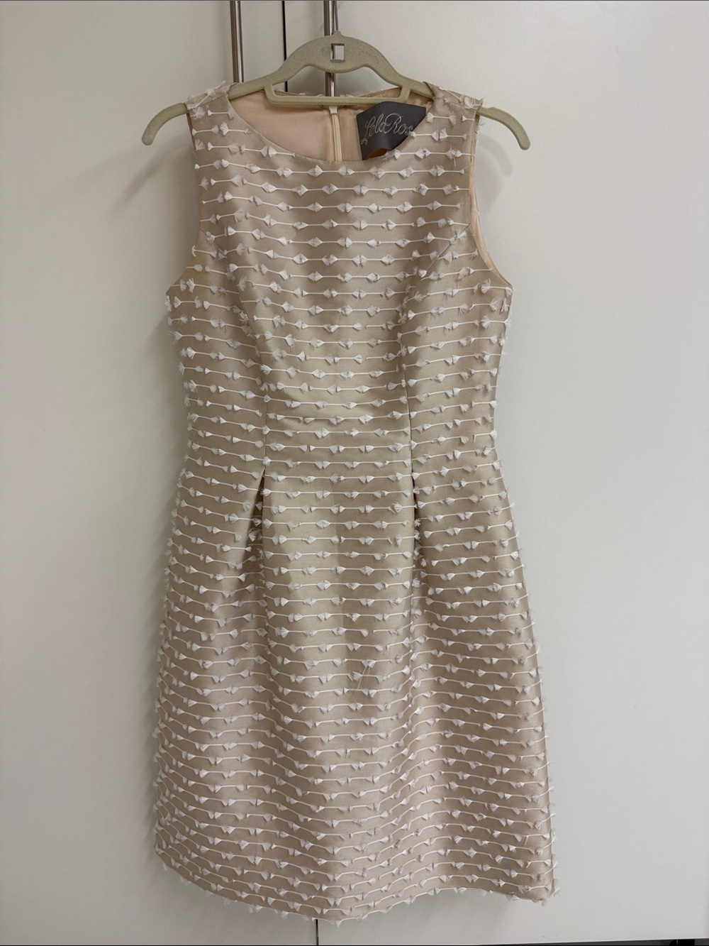 Lela Rose Sleeveless Cream Textured Fit-and-Flare Midi Dress- Size 6